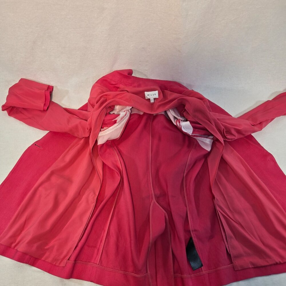 MILLY Legally Blonde Officecore Fuchsia Linen Rayon Blazer Size 8 New NO Tags! - Picture 11 of 16